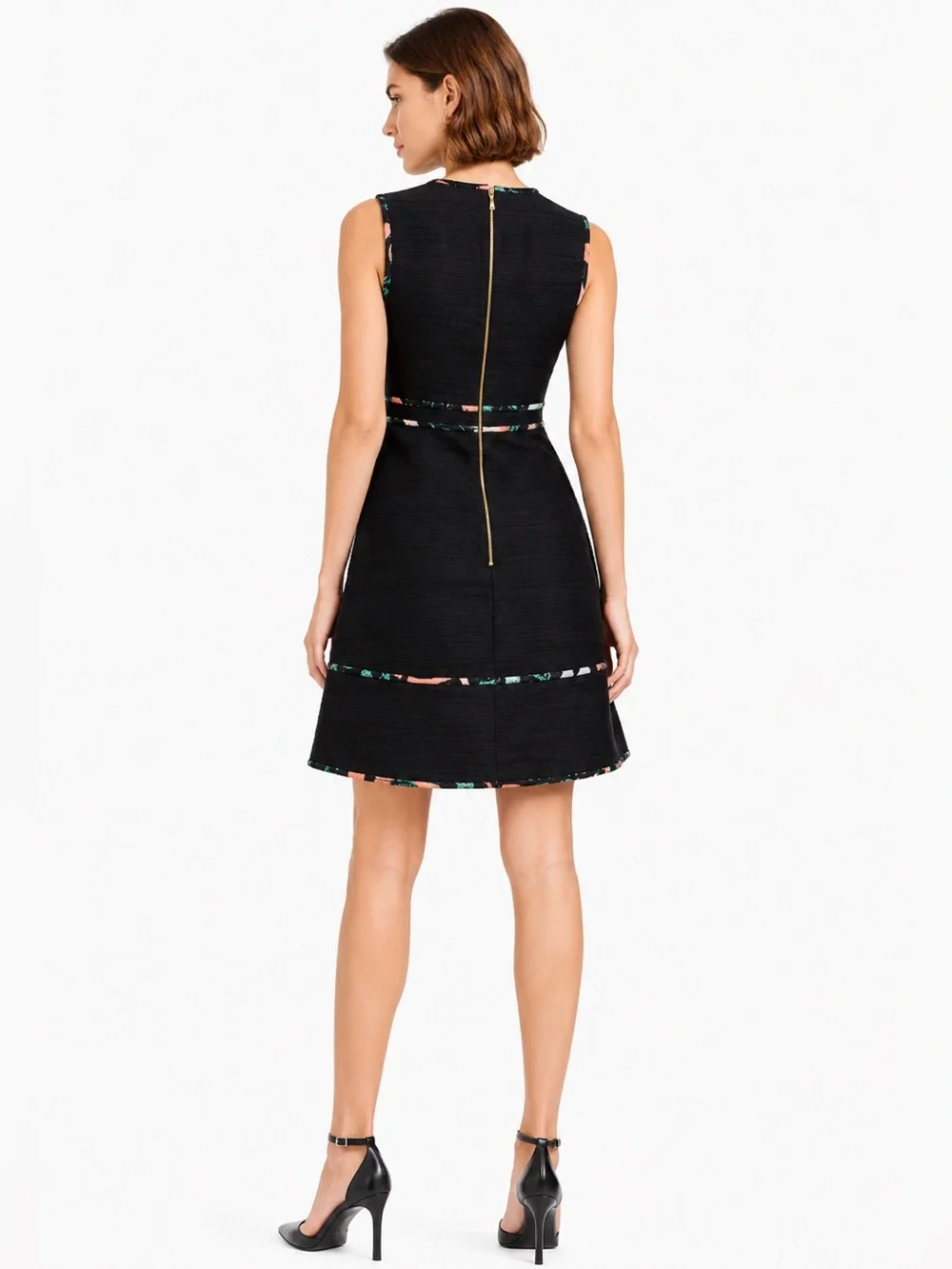 kate spade Black Mini Dress with Floral Trim